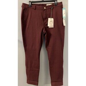 Cosmic Blue Love Womens Burgundy Callie Cuffed Skinny Pants Size 14/32 NWT
